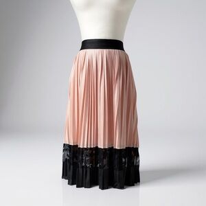Lane Bryant Elegant Pink and Black Pleated Skirt